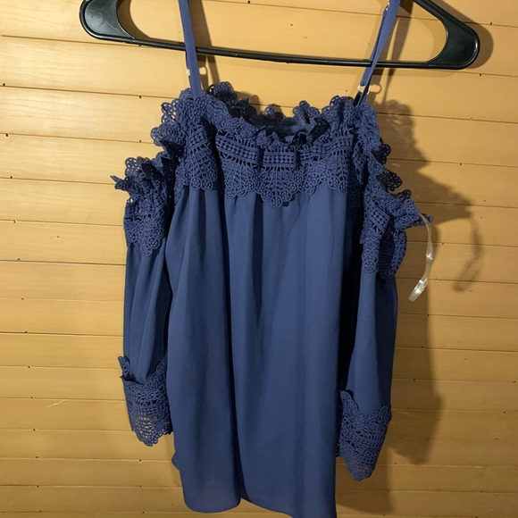 Nwt A.byer off shoulder blue top - Picture 4 of 12